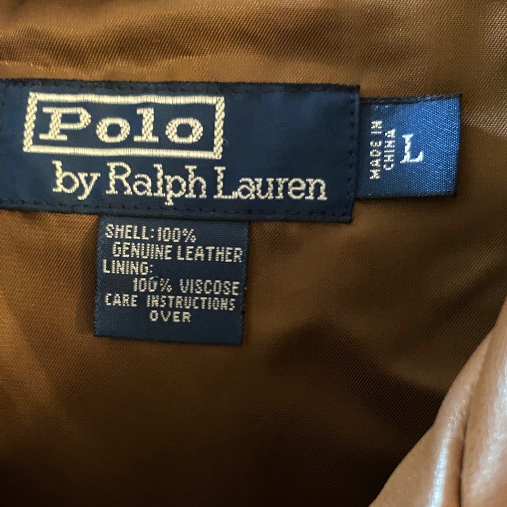 Men's Polo Ralph Lauren Brown Leather Jacket - Picture 2 of 3
